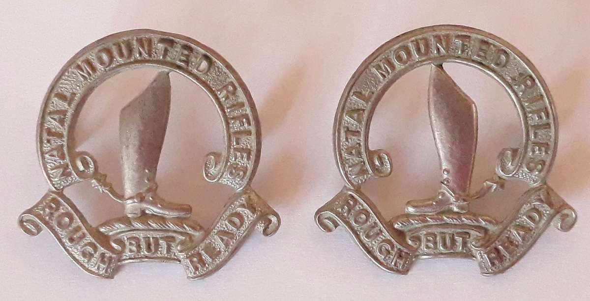 UDF Natal Mounted Rifles Collar Badge Pair