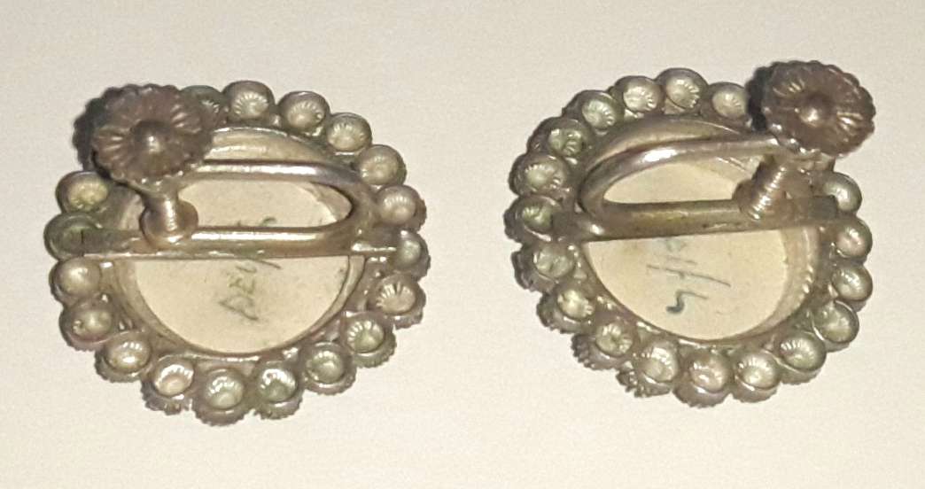 Vintage Delft Silver Screw On Earrings