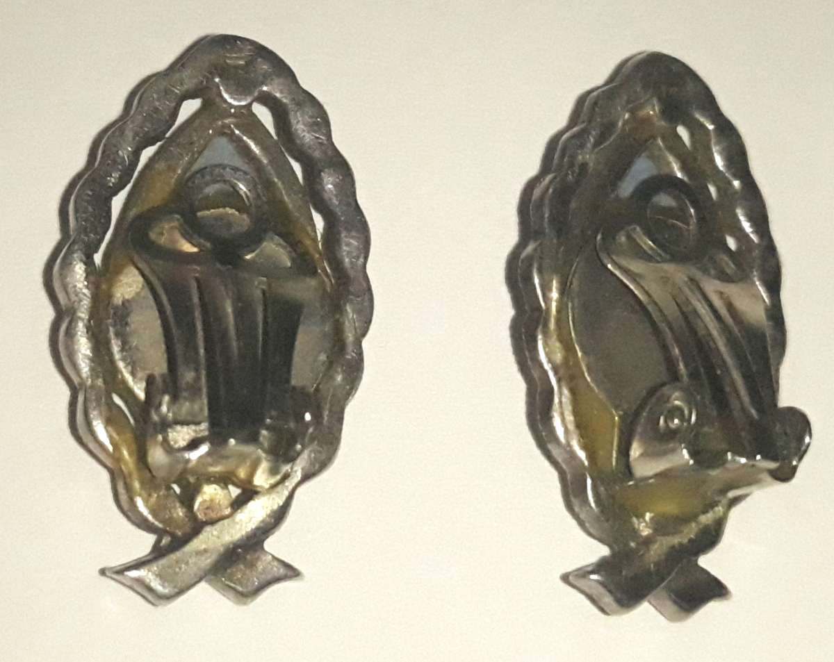 Vintage Wedgewood Blue Jasperware Silver Clip On Earrings