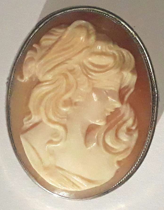 Vintage Silver 800 Cameo Brooch
