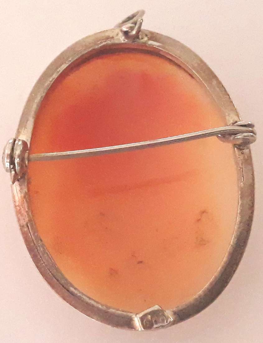 Vintage Silver 800 Cameo Brooch