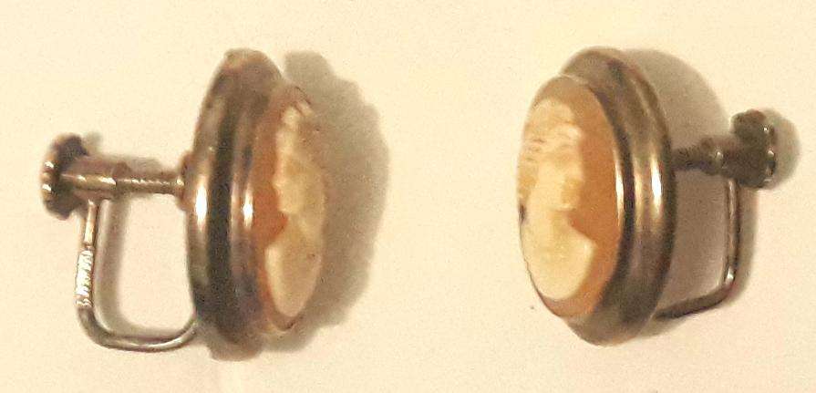 Vintage Rolled Gold Cameo Earrings