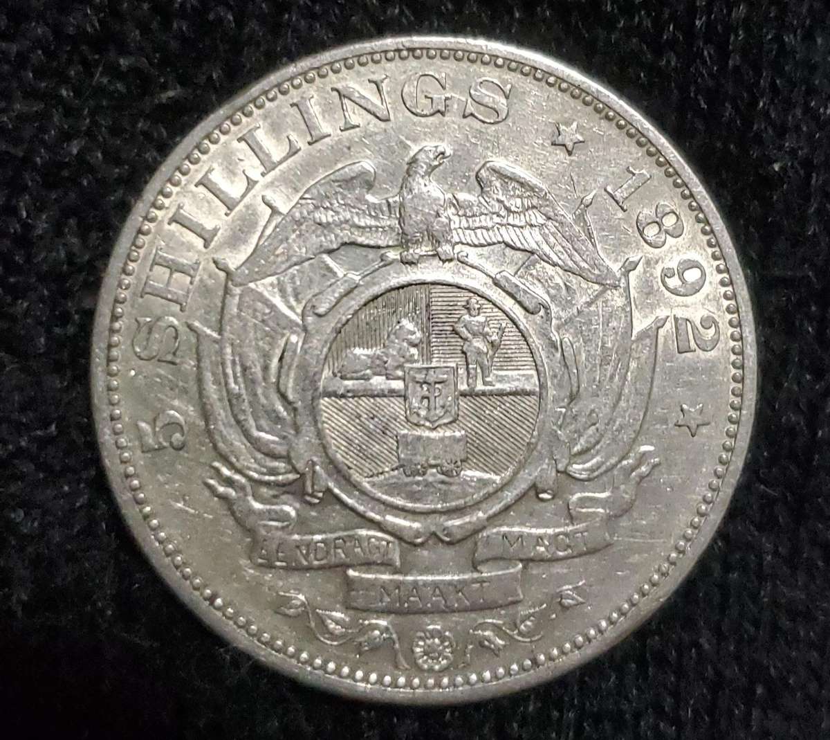 1892 5 Shilling ZAR Kruger Single Shaft