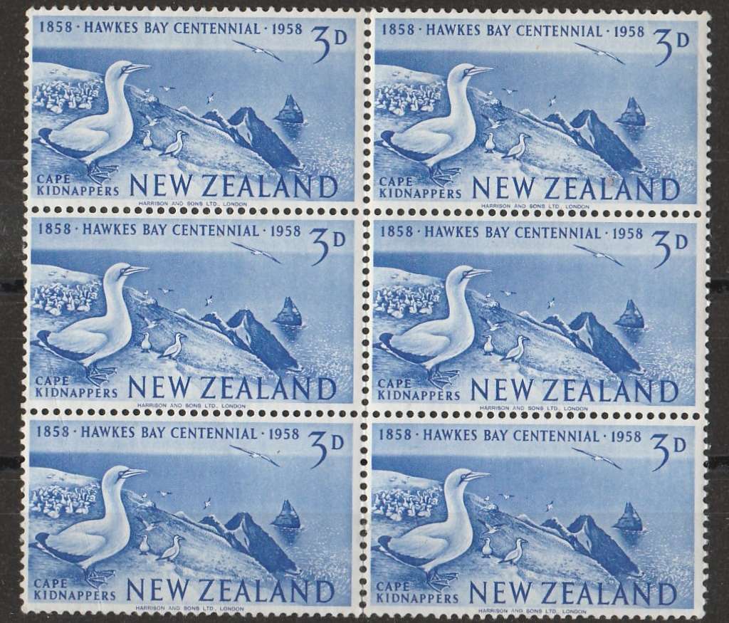 NEW ZEALAND   HAWKSBAY CENTENNIAL   1958   UMM   BLOCK OF   6