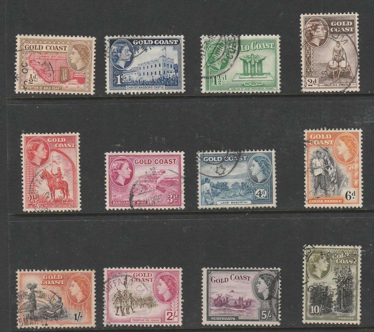 GOLD COAST     1952  FULL SET   SG153-164       UP TO 10/-