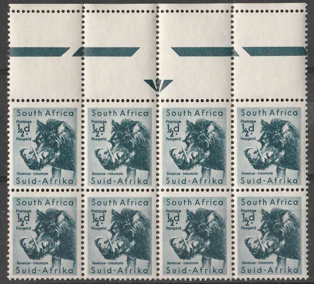 UNION OF SOUTH AFRICA   1/2d    ARROW BLOCK  OF 8     UMM