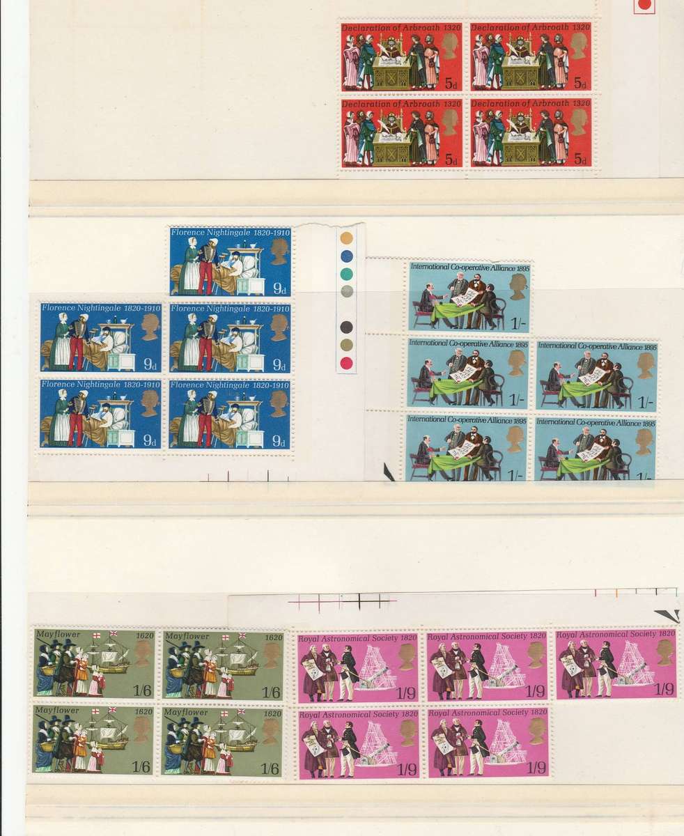 GREAT BRITAIN     PLATE BLOCKS       SG345-348    SG349-353  2 COMPLETE SETS