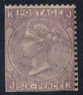 GREAT BRITAIN     1865-67      6d    WITH HYPHEN    W/MARK 20  CV R4200   SEE SCAN