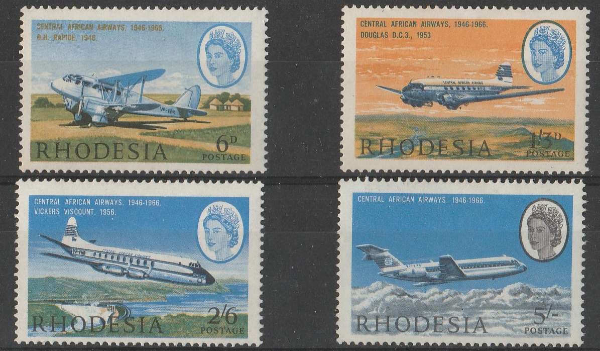 RHODESIA     1966    CENTRAL AFRICAN AIRWAYS    UMM   FULL SET