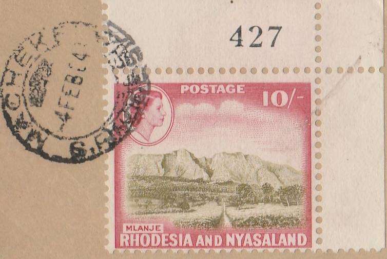 RHODESIA& NYASALAND      SACC31    10/-   CV  R400   CORNER
