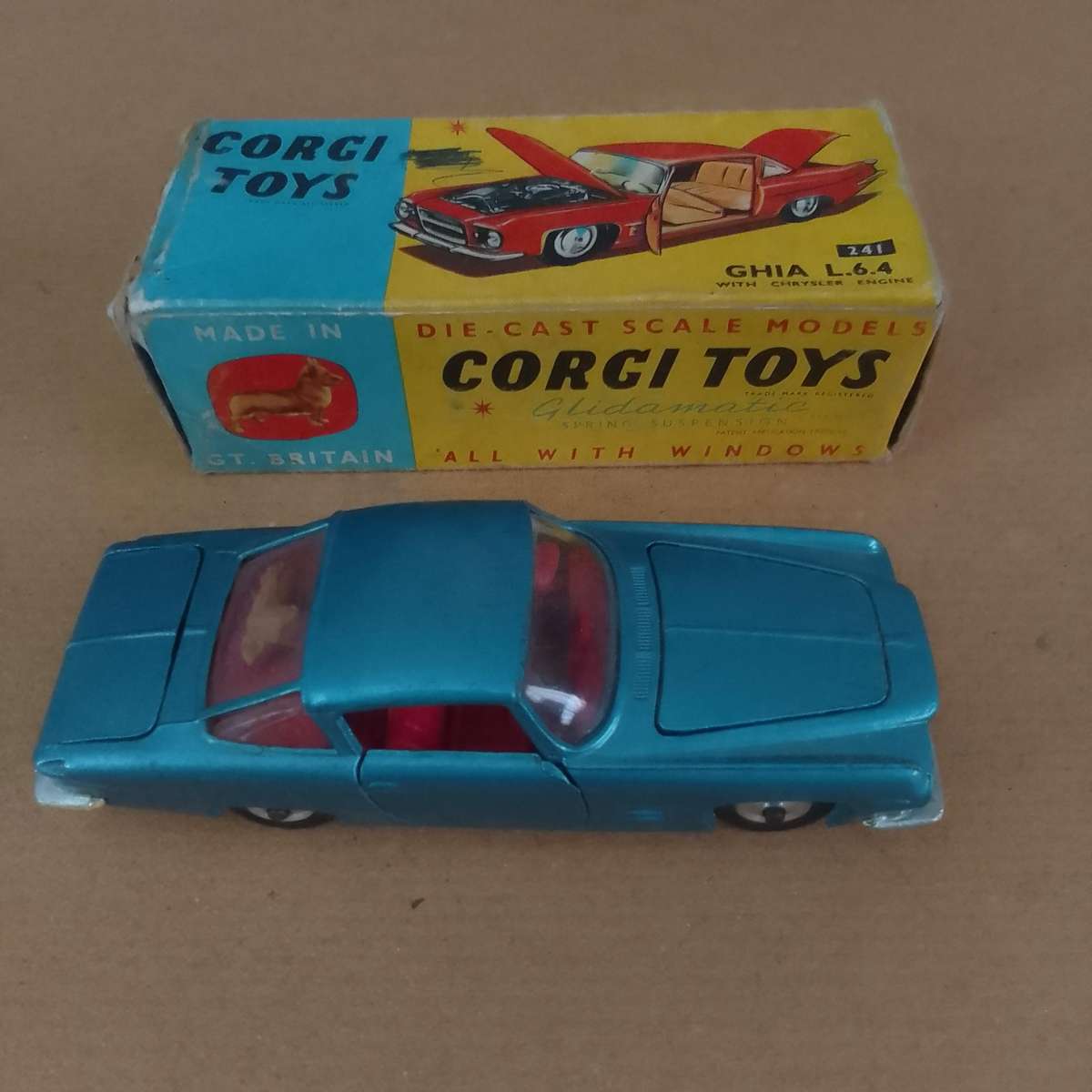 Original Corgi Toys Ghia L6.4 with Chrysler V8 Engine made in GT Britain