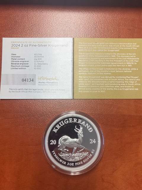 2024 Silver Krugerrand - 2oz ( Two ) AND  1oz  ( One ) PAIR     - PROOF