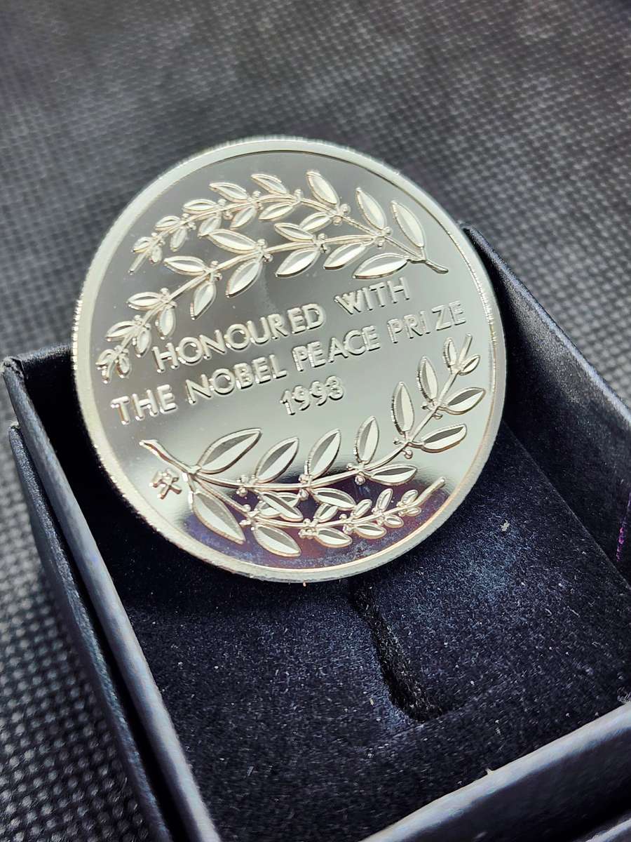 4 x Silver Plated Mandela Long Walk to Freedom Nobel Prize 1993 Coin. PRICE IS FOR ALL FOUR COINS.