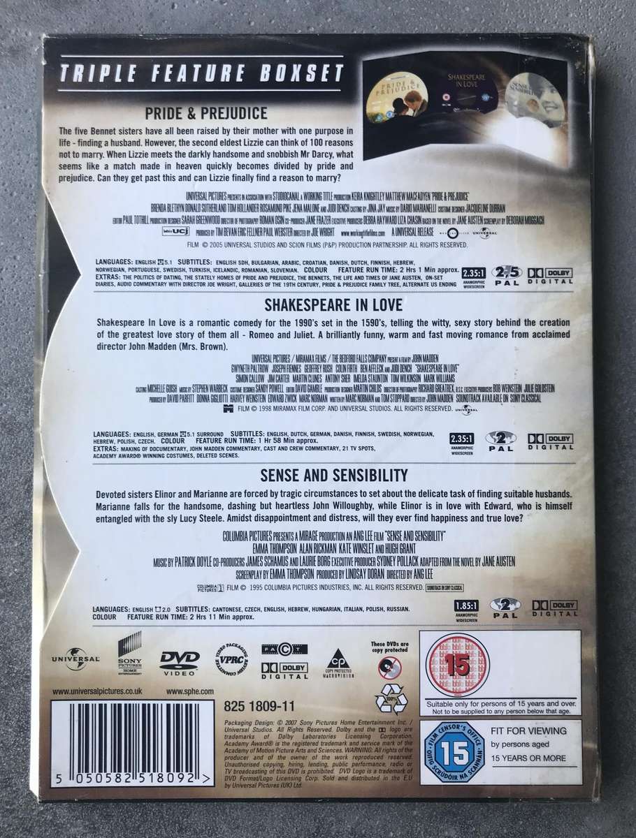 Pride & Prejudice / Shakespeare in Love / Sense & Sensibility [3 DVD]