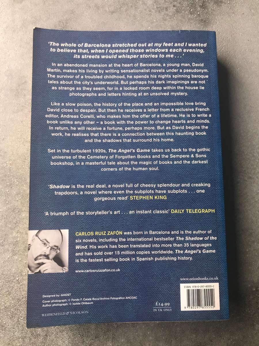 The Angel's Game (Cemetery of Forgotten Books #2) by  Carlos Ruiz Zafón [Large Paperback: Very Good]