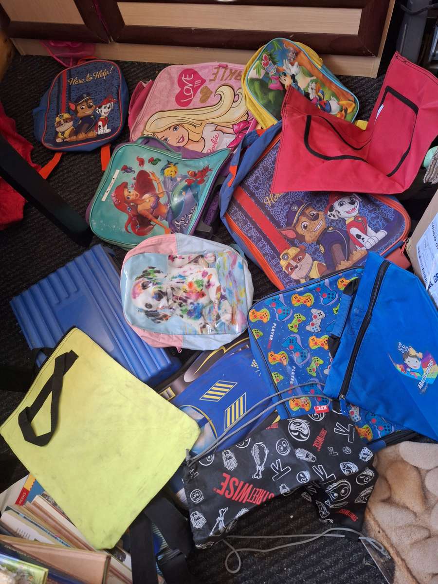 Lot of backpacks, bags, cases