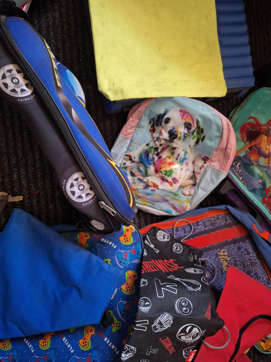 Lot of backpacks, bags, cases