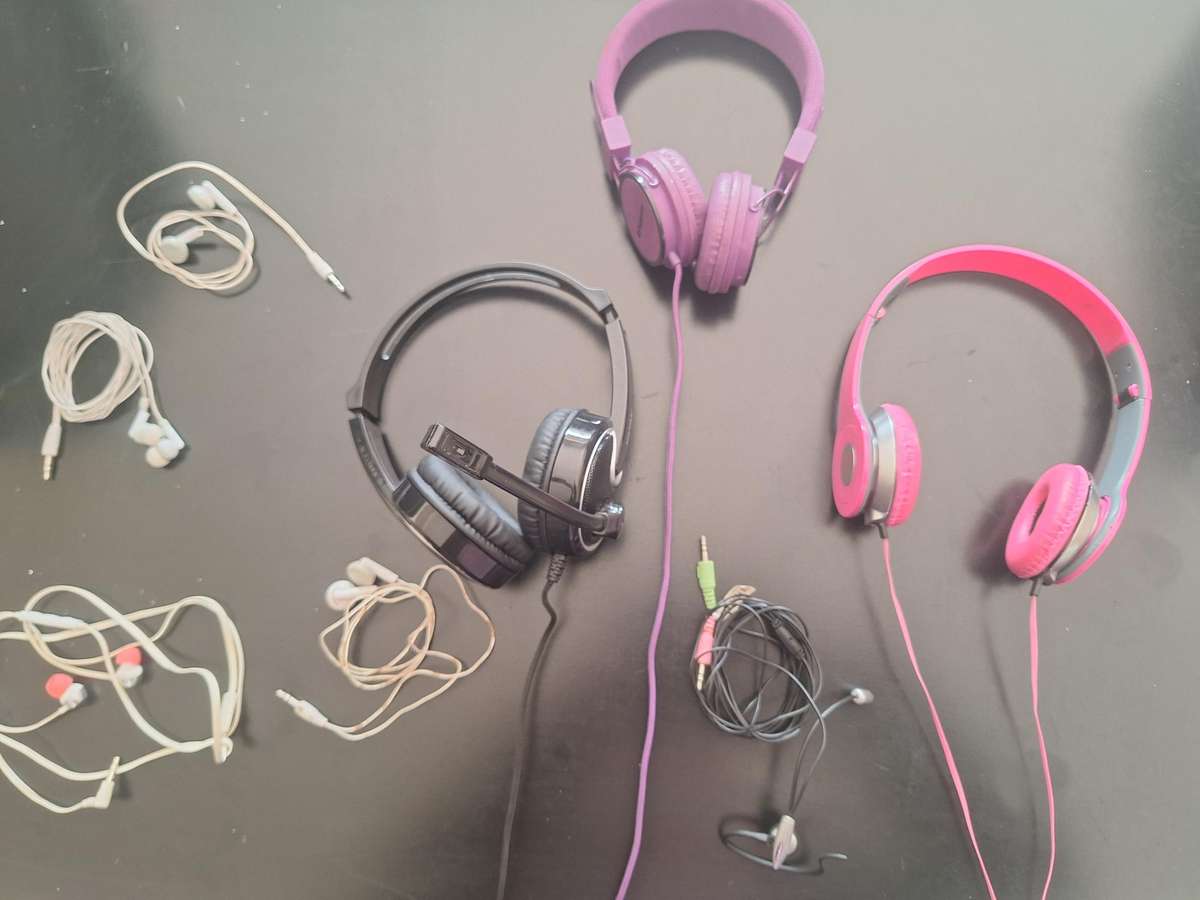 Lot of earphones and headsets