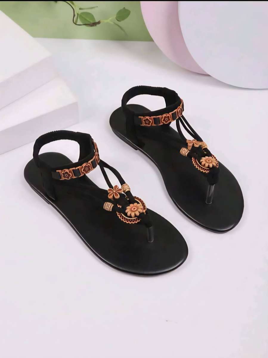 Beautiful Ladies Sandals - Black with decal