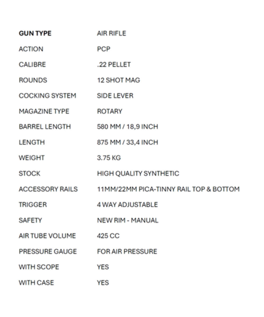 Reximex THRONE PCP Air Rifle .22