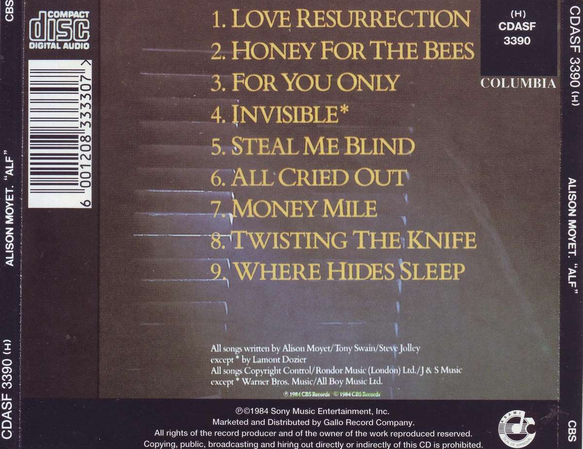 ALISON MOYET - Alf (CD) CDASF 3390 NM