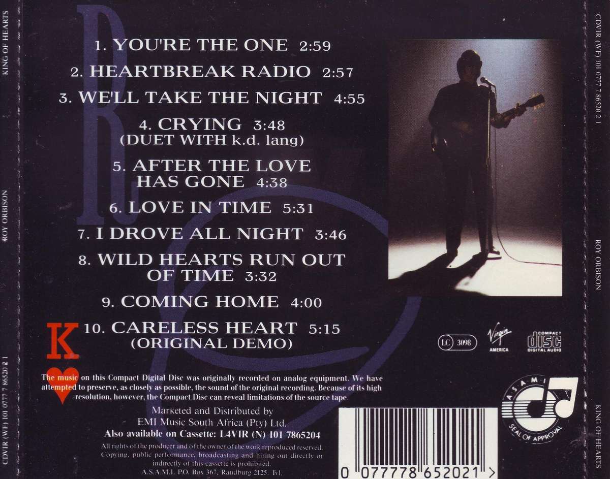 ROY ORBISON - King of hearts (CD) CDVIR (WF) 101 EX