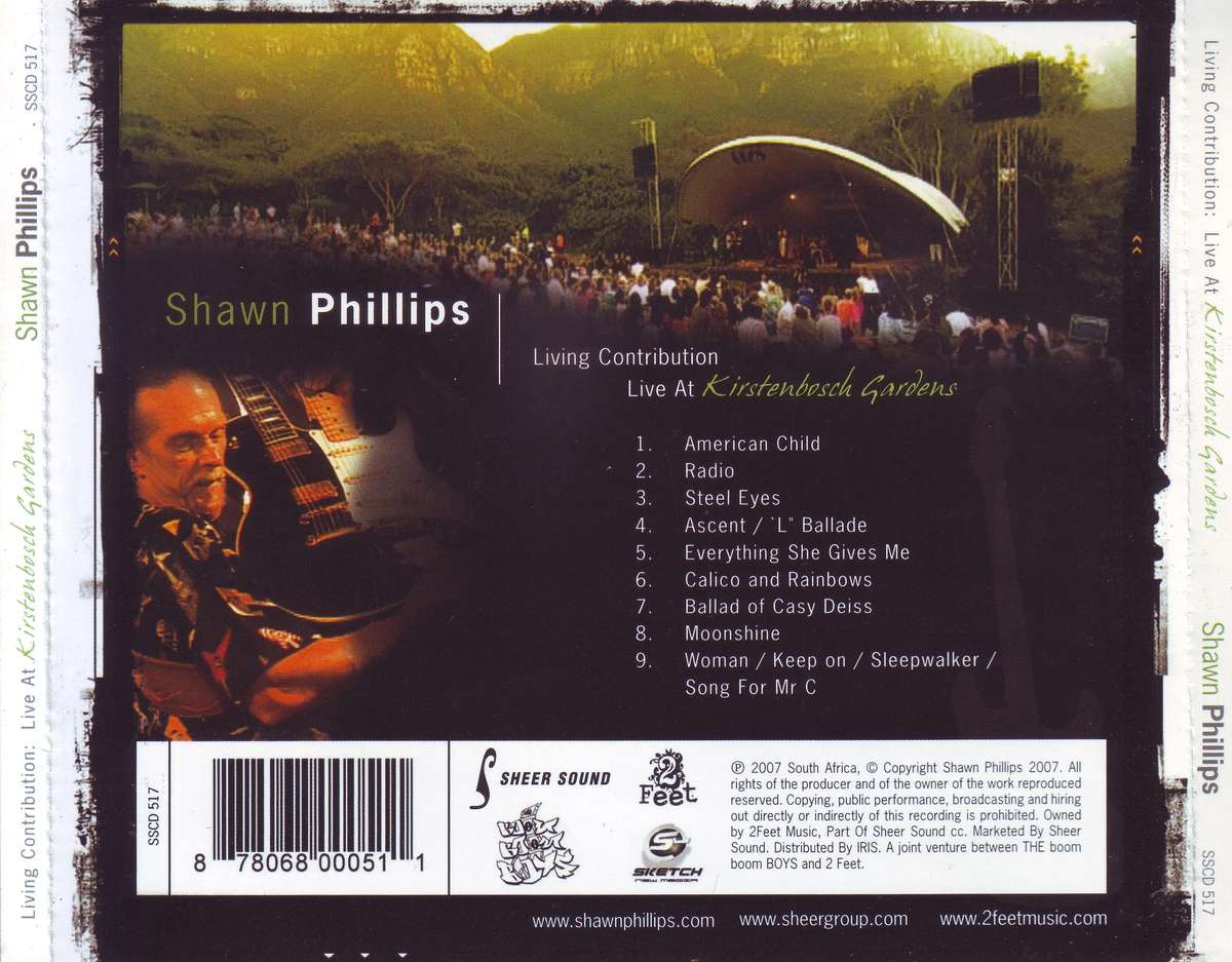 SHAWN PHILLIPS - Living Contribution Live At The Kirstenbosch Gardens (CD) SSCD 517 NM-