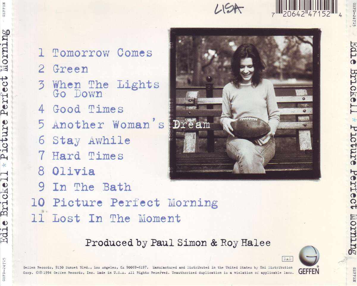 EDIE BRICKELL - Picture perfect morning (CD)  GEFD-24715 / DIDX 024106 VG