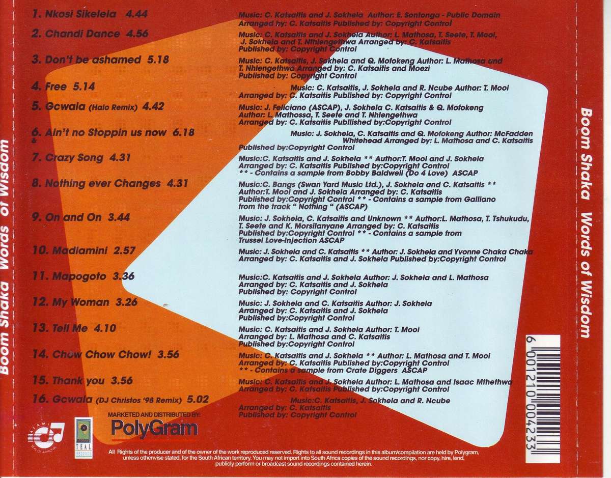 BOOM SHAKA - Words of wisdom (CD) CDRBL 262 NM-