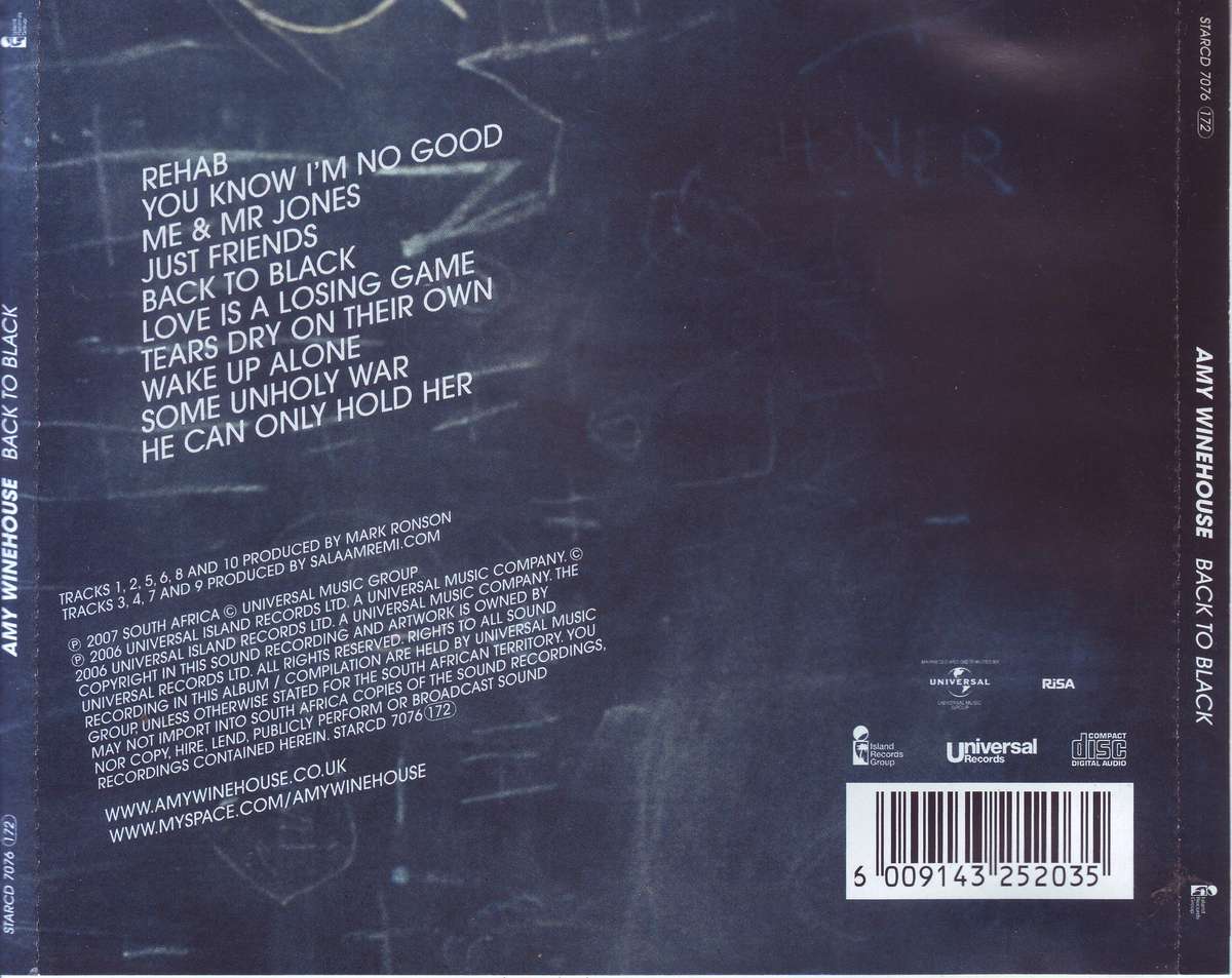 AMY WINEHOUSE - Back to black (CD) STARCD 7076 VG+