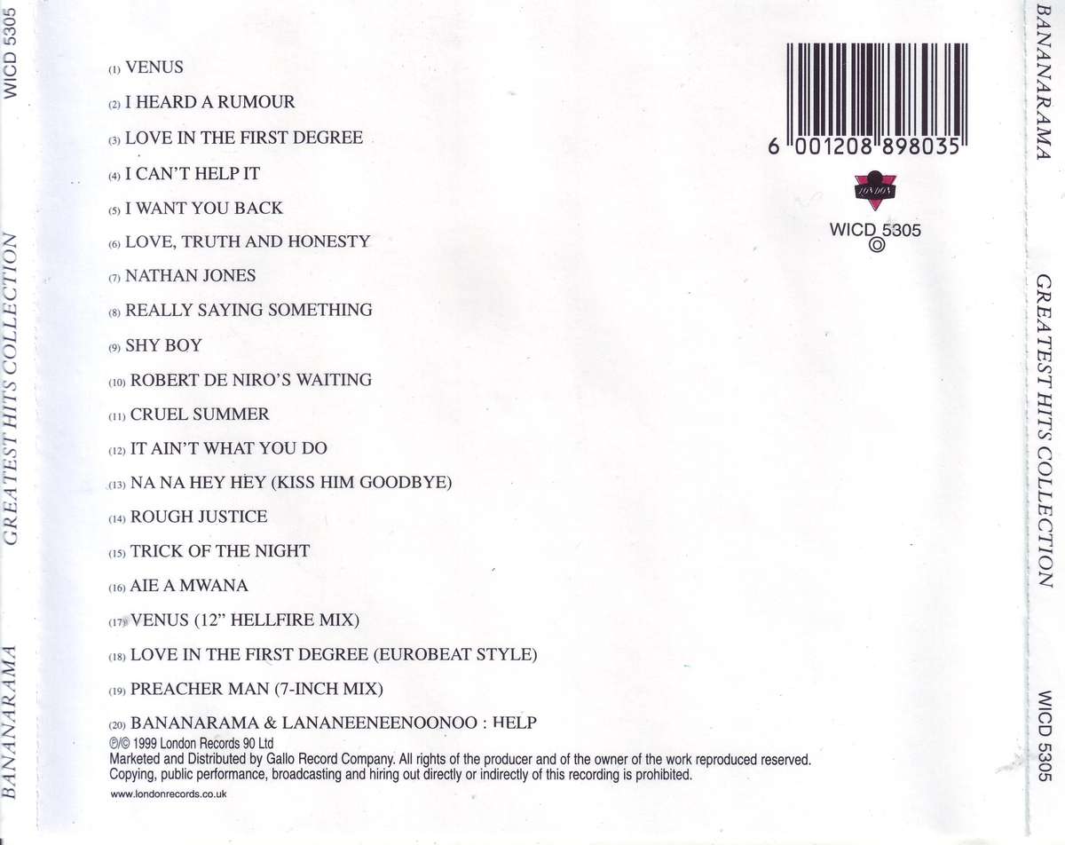 BANANARAMA - The greatest hits collection (CD) WICD 5305 NM-