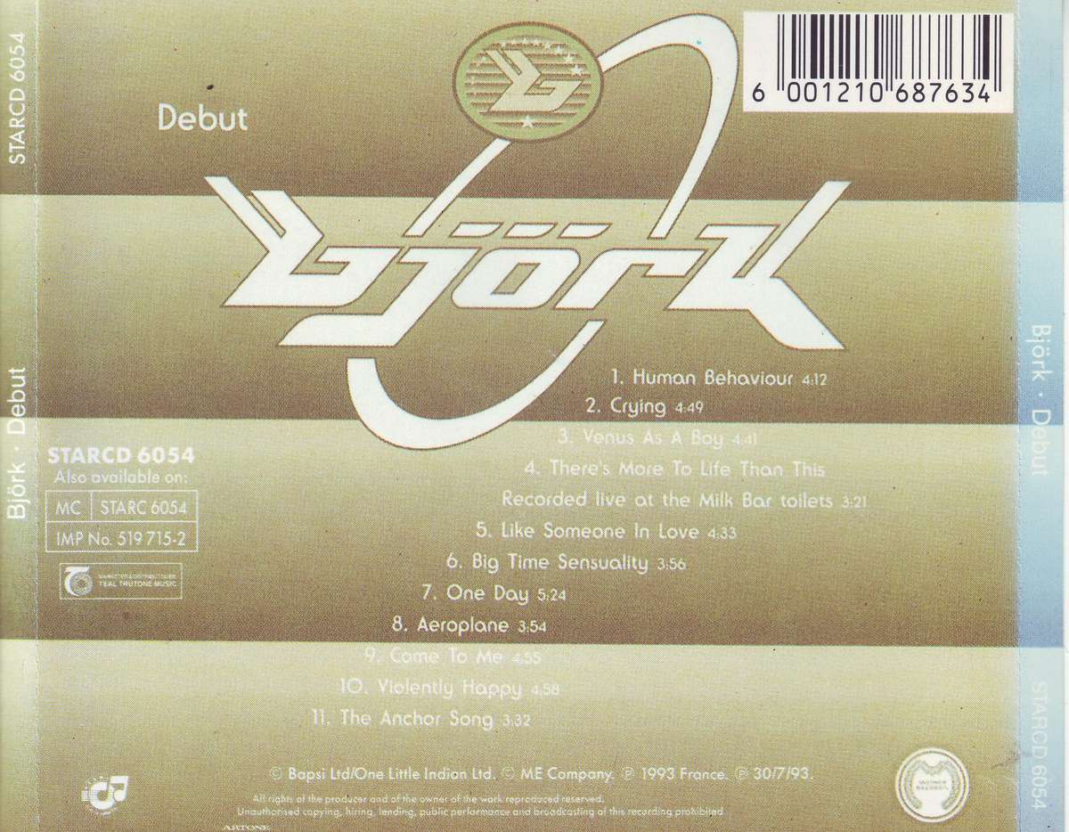BJORK - Debut (CD) STARCD 6054 VG+