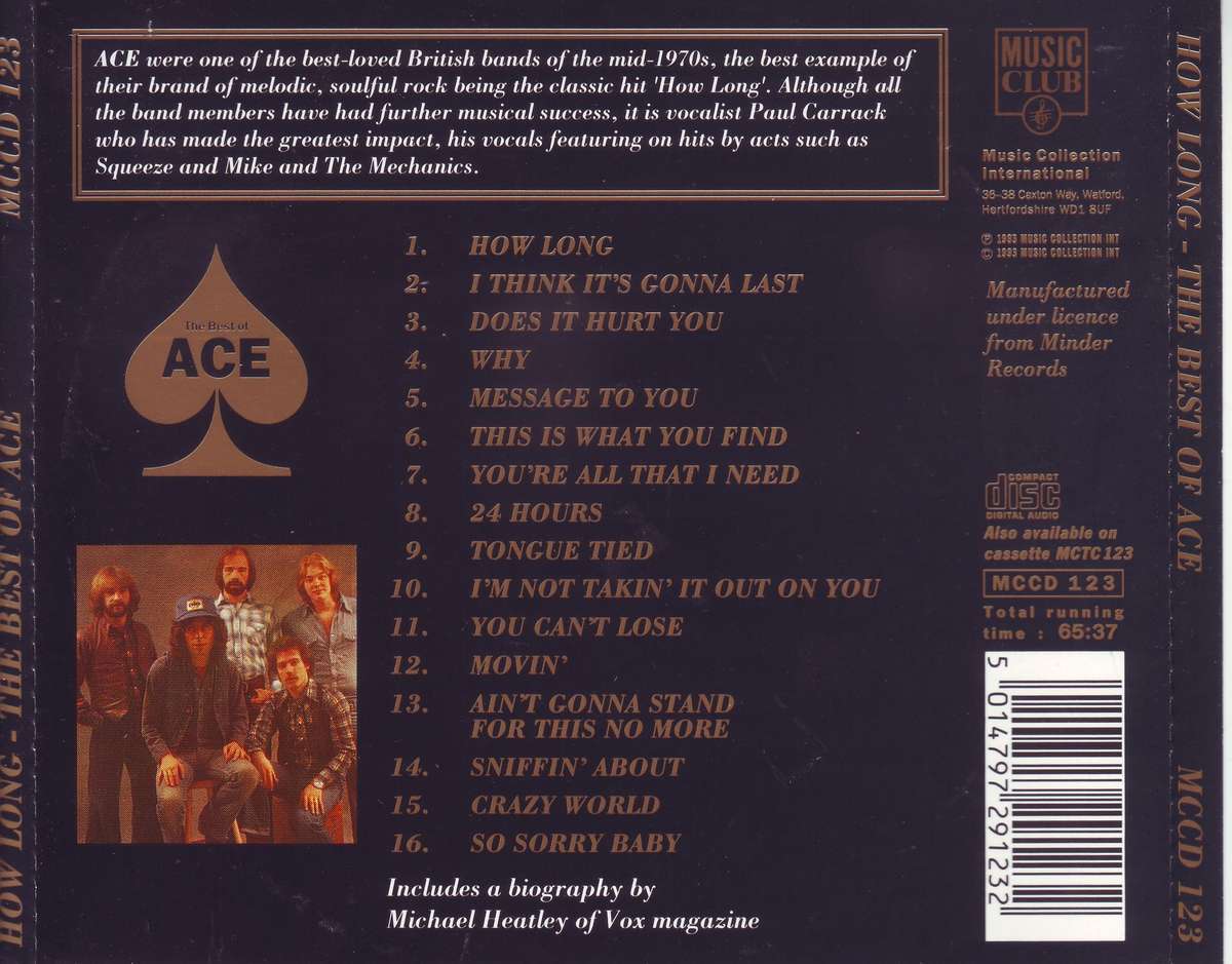 ACE - How Long: The Best Of Ace (CD) MCCD 123 EX