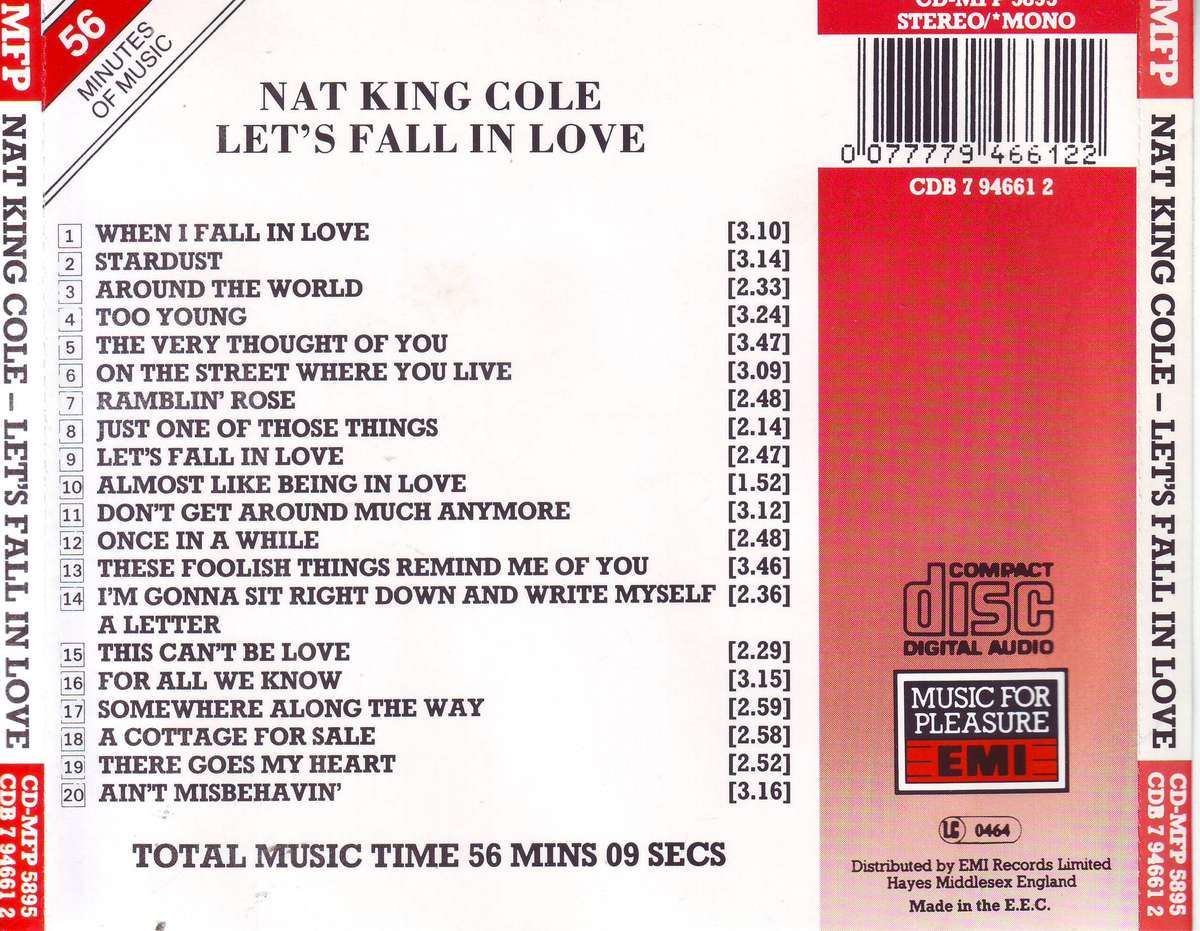NAT KING COLE - Let`s fall in love (CD) CDB 7 94661 2 EX
