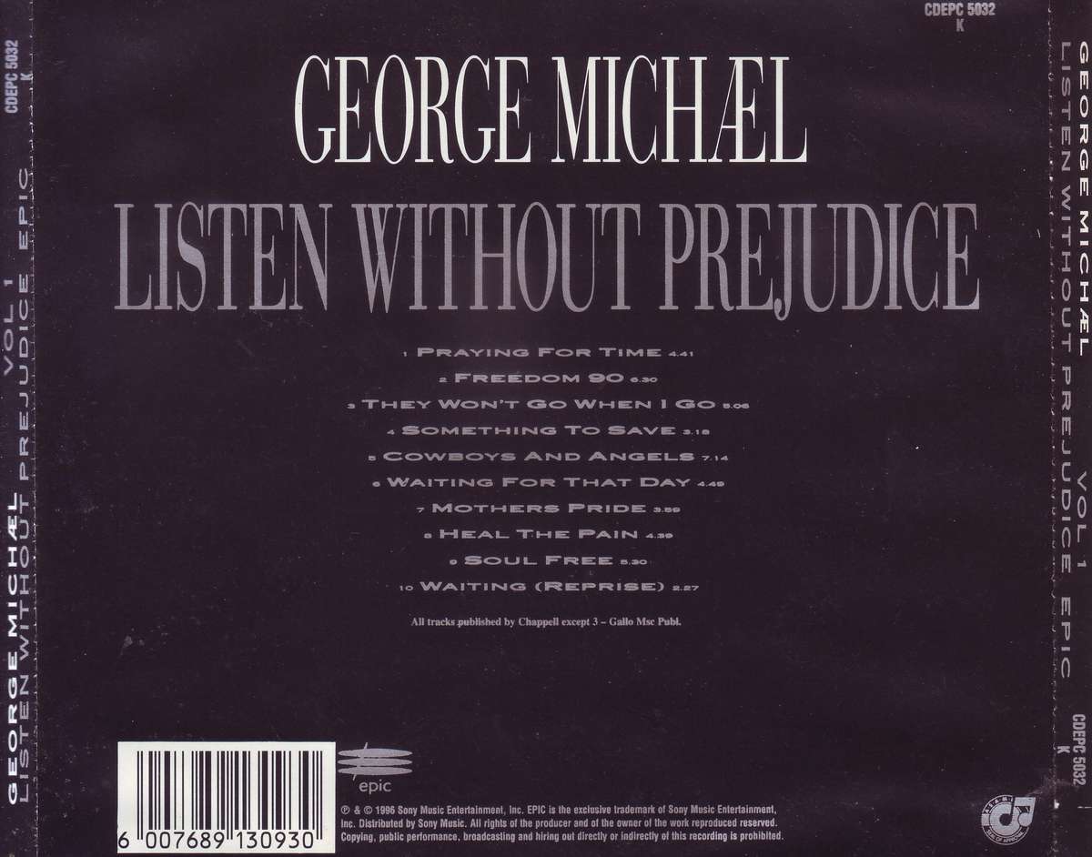 GEORGE MICHAEL - Listen without prejudice vol. 1 (CD) CDEPC 5032 K  NM-