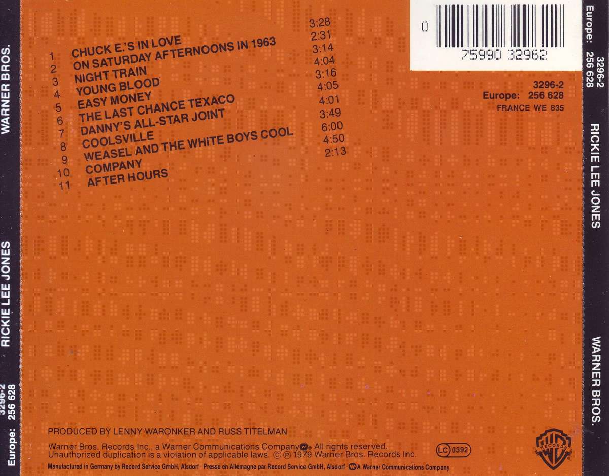 RICKIE LEE JONES - Rickie Lee Jones (CD) 256 628 NM-