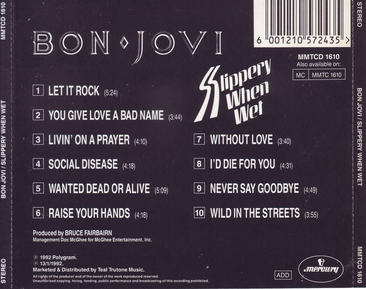 BON JOVI - Slippery when wet (CD) MMTCD 1610 VG+