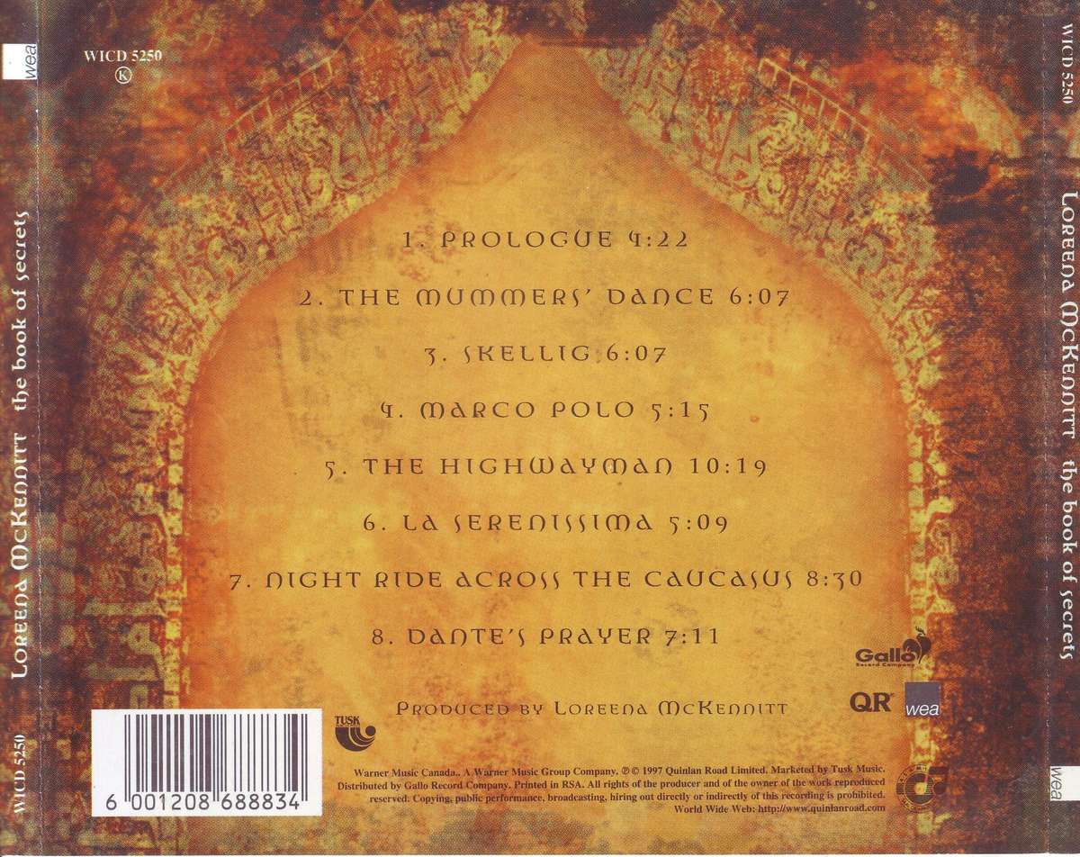 LORENNA MCKENNITT - The book of secrets (CD) WICD 5250 VG+