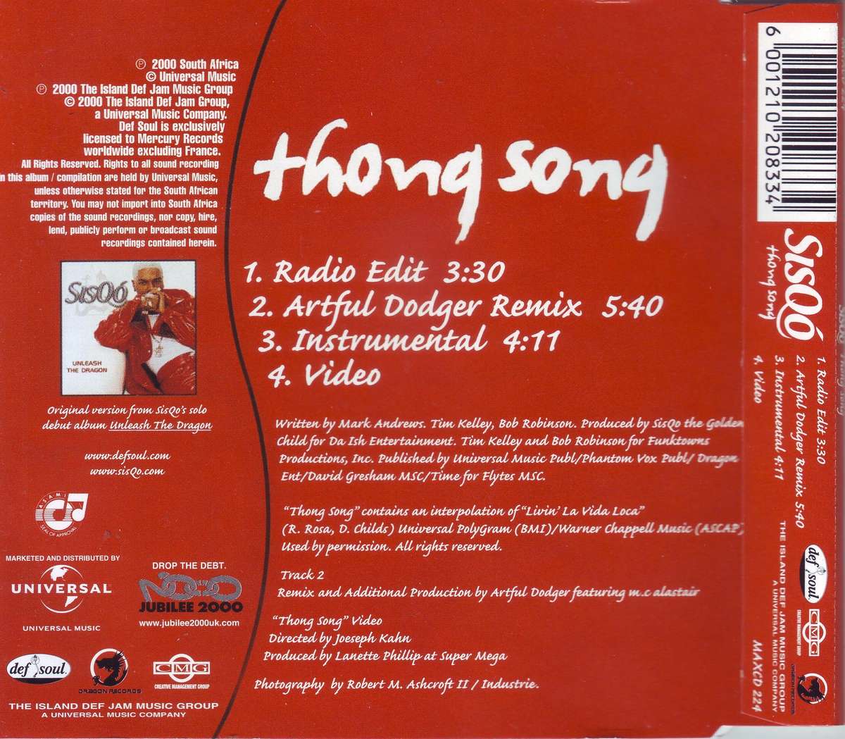 SISQO - Thong song (CD single, enhanced) MAXCD 224  NM-