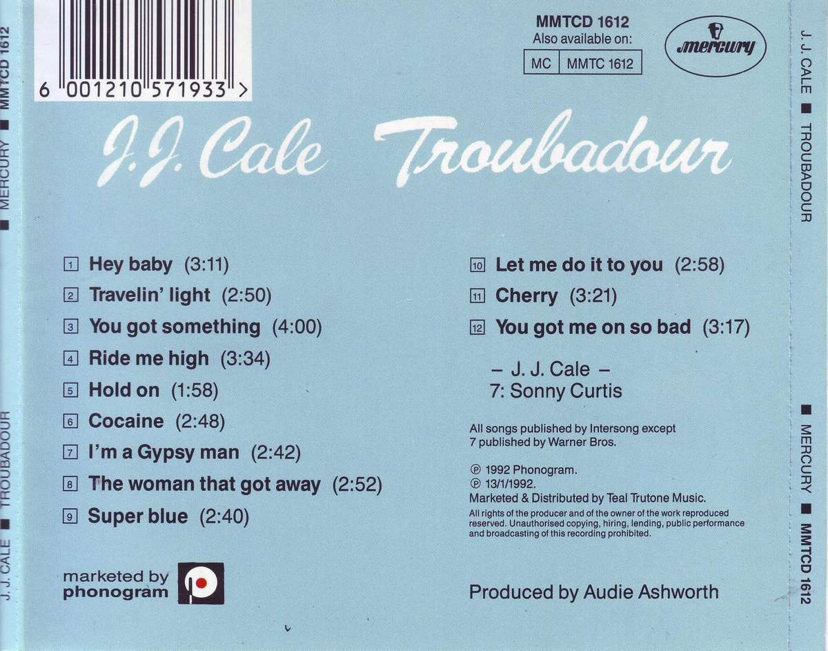 J.J. CALE - Troubadour (CD)  MMTCD 1612 EX
