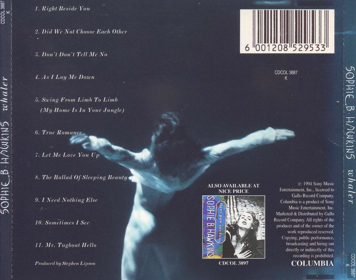 SOPHIE B. HAWKINS - Whaler (CD) CDCOL 3887 K VG