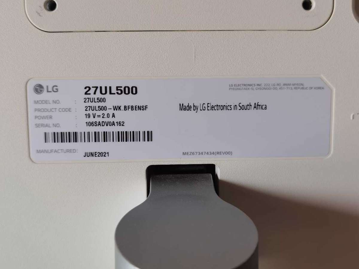 LG 4K 2160P 27" Monitor - 27UL500