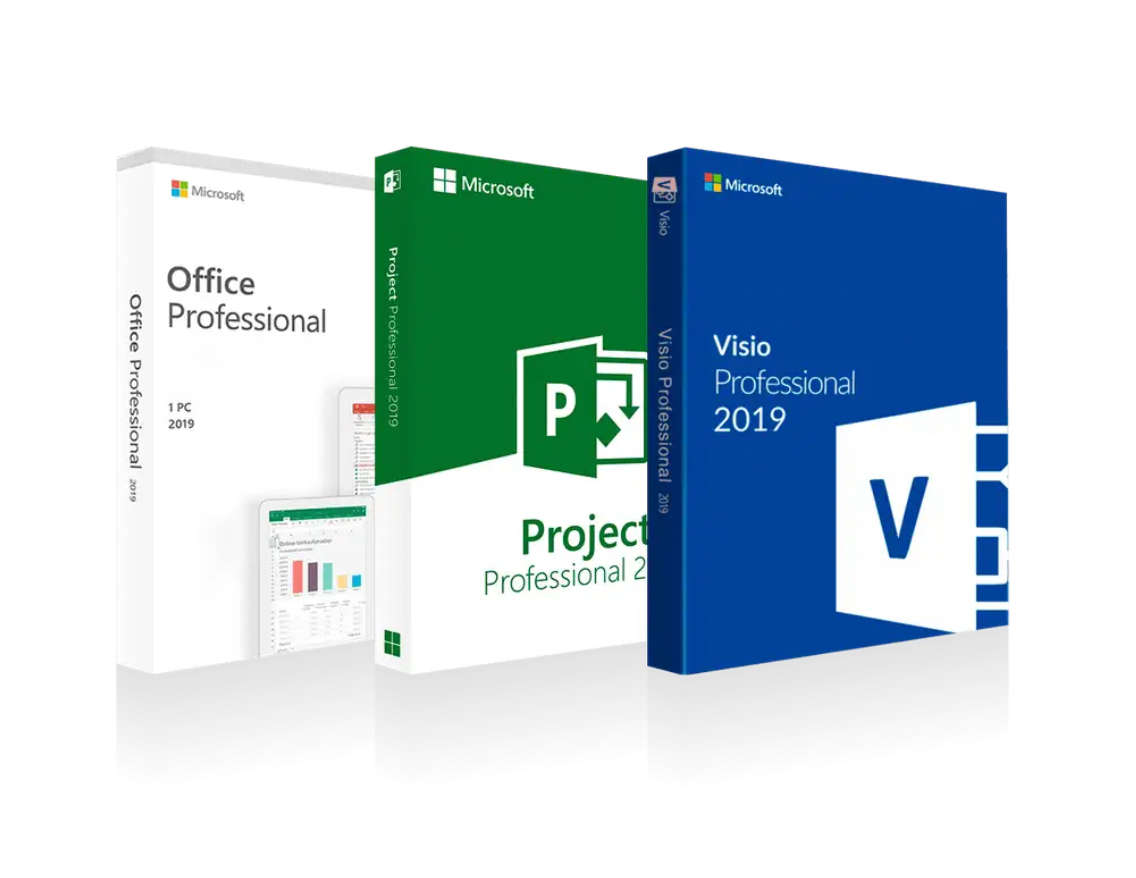 Microsoft Office 2019 Professional, Project Professional 2019, Visio 2019 Professional