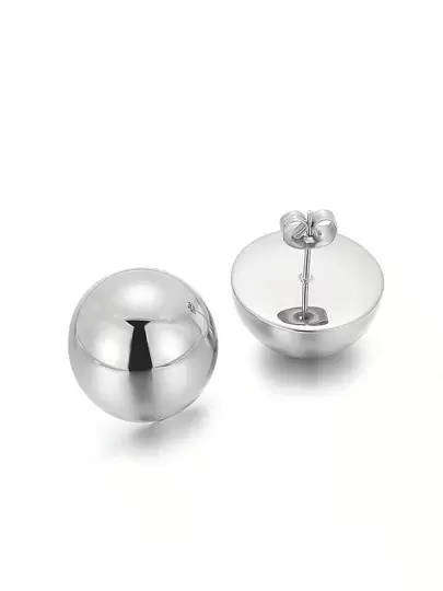 Stud Earring Silver - Bold round silver earrings - Circle Silver Stud Earrings - Large Circle Stud E