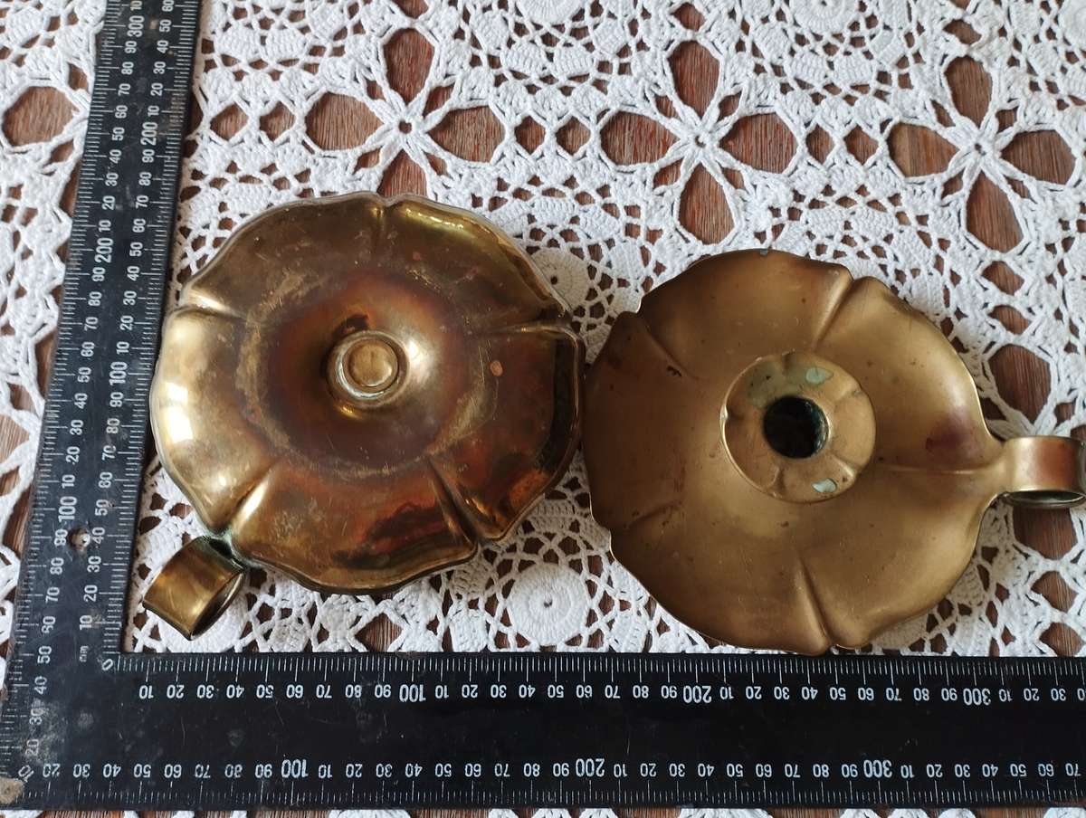 Pair of brass candle-holders