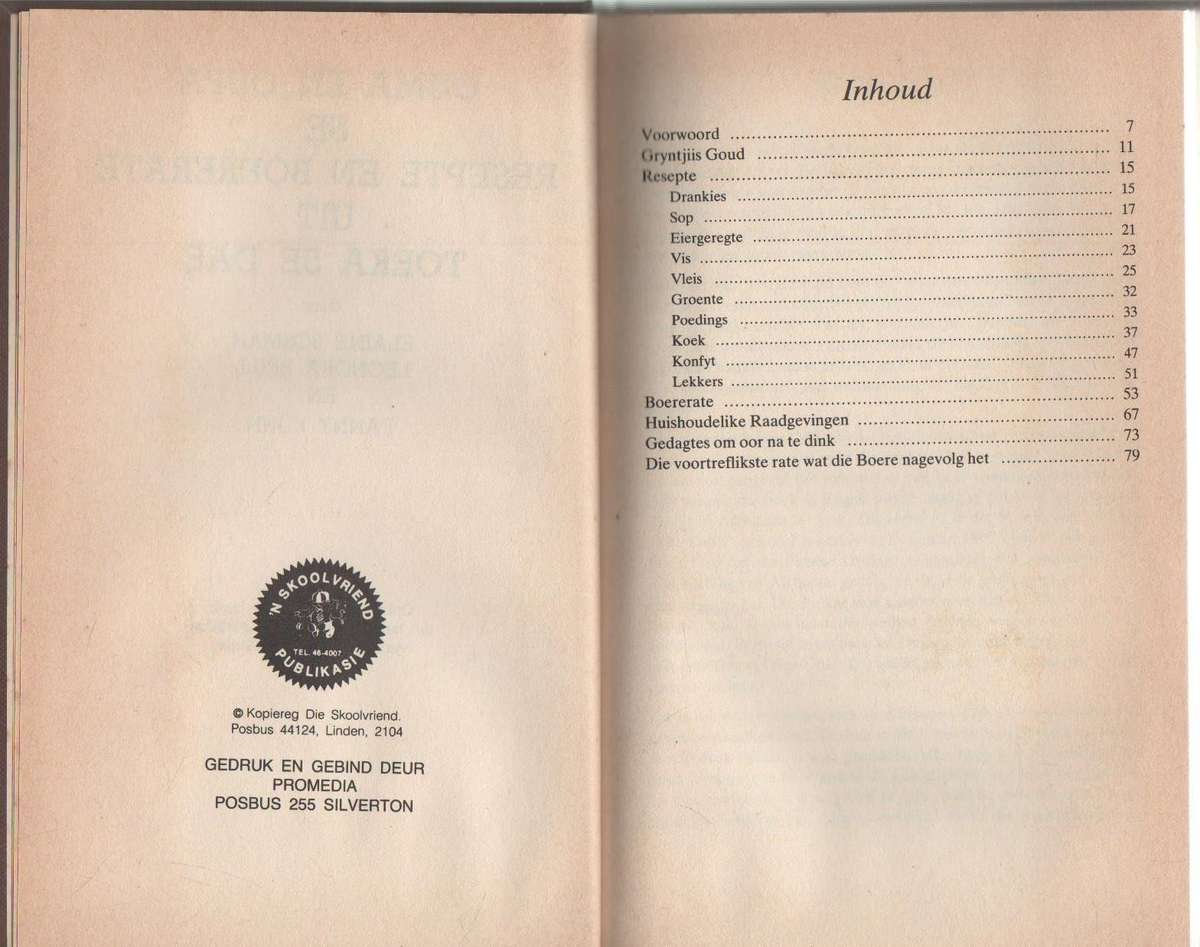 OUMA EN OUPA SE RESEPTE EN BOERERATE UIT TOEKA SE DAE - ELAINE BOSMAN, LEONORA BRILL & FANNY KUHN