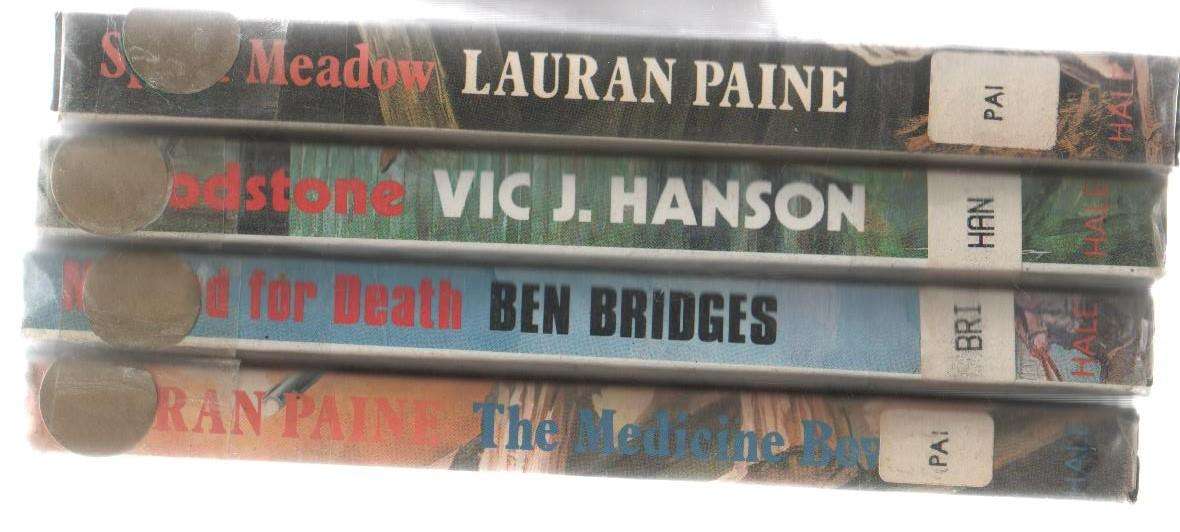 FOUR HARD COVER BLACK HORSE WESTERN BOOKS WITH VARIOUS TITLES - WESTERNS