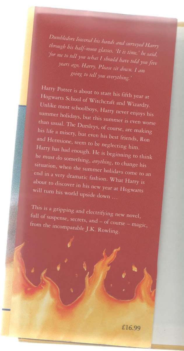 HARRY POTTER AND THE ORDER OF THE PHOENIX - J K ROWLING (1 ST EDITION 2003)
