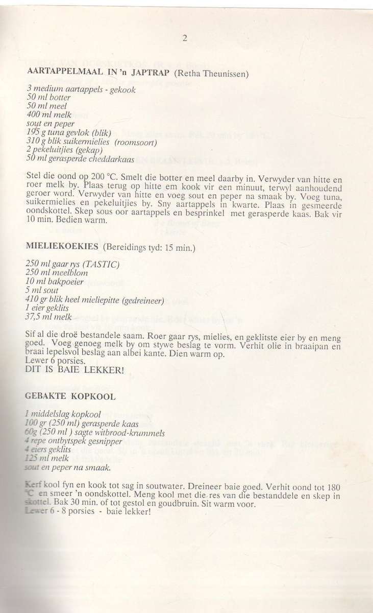 KITS RESEPTE - SUID-HEUWELS  LAERSKOOL JOHANNESBURG SUID (1990)