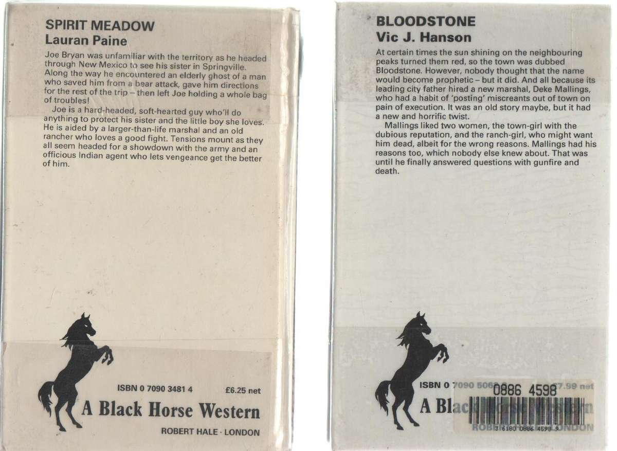 FOUR HARD COVER BLACK HORSE WESTERN BOOKS WITH VARIOUS TITLES - WESTERNS